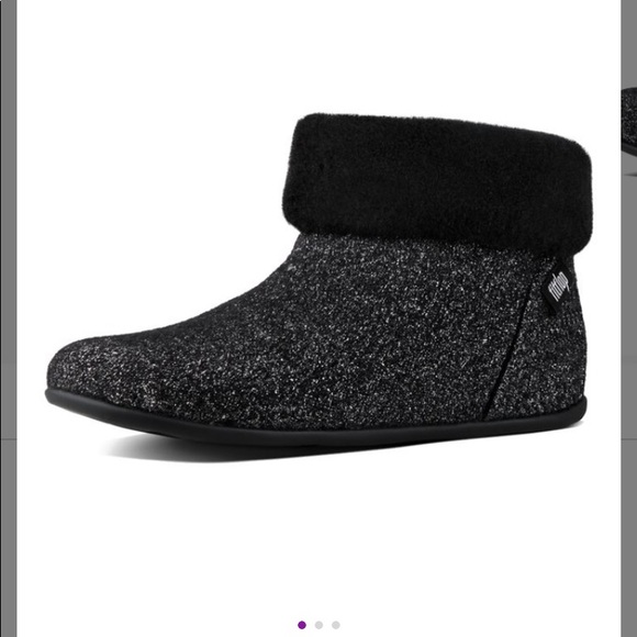 Black Sarah Glimmer Shearling Boot sz 8 - Picture 1 of 9